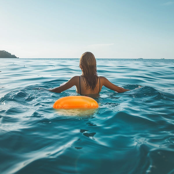 WholeFire 20L Swim Buoy Waterproof Inflatable Dry Bag Swim Safety Float for Water Sports, Open Water Swimmers, Triathletes, Kayakers and Snorkelers