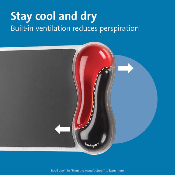 Kensington Keyboard Wrist Rest - Ergonomic duo gel wrist rest, compatible with full length / gaming keyboards for comfort when at computer, laptop, office, PC, home - Red/Black (62398 )