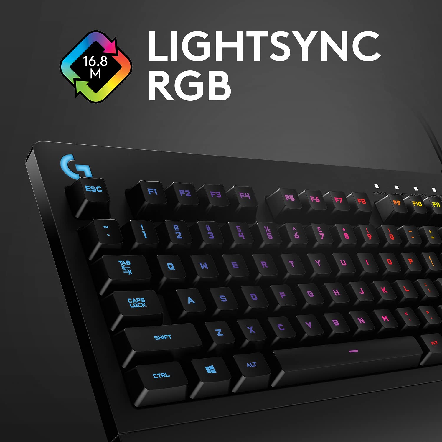 Logitech G G213 Prodigy Gaming Keyboard, LIGHTSYNC RGB Backlit Keys, Spill-Resistant, Customizable Keys, Dedicated Multi-Media Keys, QWERTY UK Layout - Black
