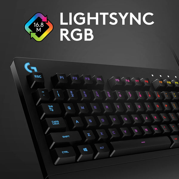 Logitech G G213 Prodigy Gaming Keyboard, LIGHTSYNC RGB Backlit Keys, Spill-Resistant, Customizable Keys, Dedicated Multi-Media Keys, QWERTY UK Layout - Black