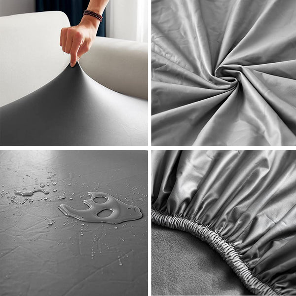 Bestenrose Stretch Dining Chair Covers Waterproof PU Leather Slipcovers Universal Chair Protectors for Dining Room Kitchen Hotel (Set of 6, Gray)