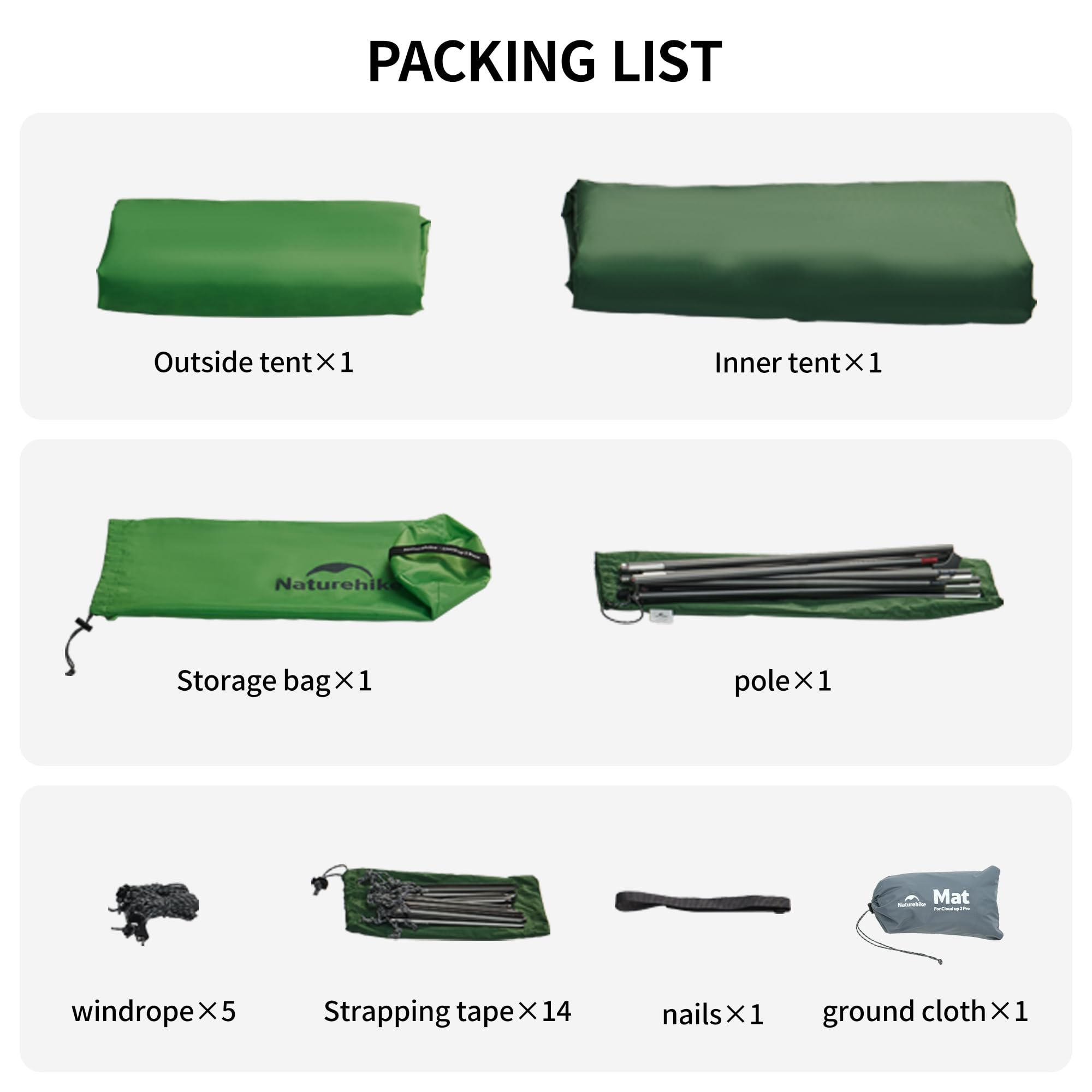 Naturehike Cloud up 2 Camping Tent 2 Man Backpacking Tent 3-4 Season Wild Country Tent Lightweight Dome Tent