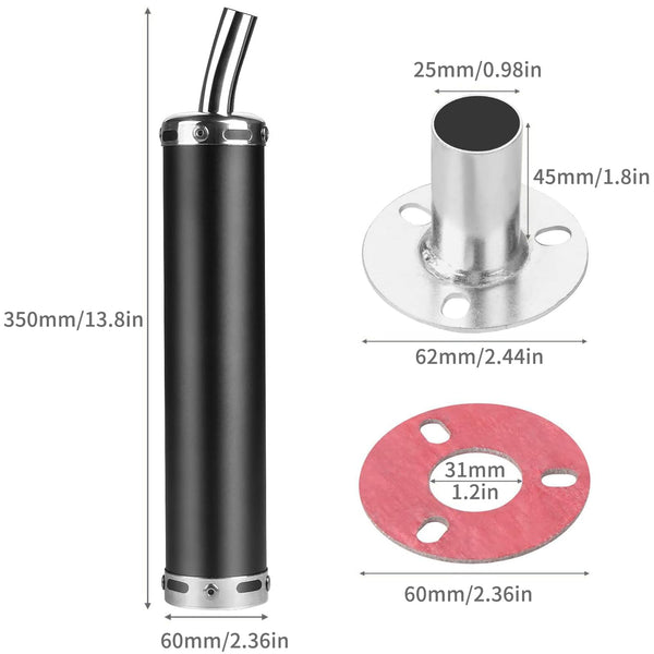 38mm 51mm Universal Motorcycle Golden Muffler Exhaust Stainless Steel Slip on Exhaust Pipe 1.5" 2" for Dirt Bike Street Bike Scooter ATV