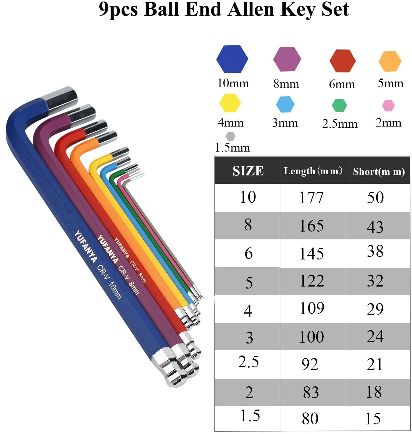 18PCS Allen Key Set,Metric Ball End Allen Hex Key Set and Torx/Star Key Set with Colour Coding,Sizes T10-T50,1.5mm-10mm for Furniture Assembly,Bike,Motorcycle Maintenance,Household DIY,Case Package