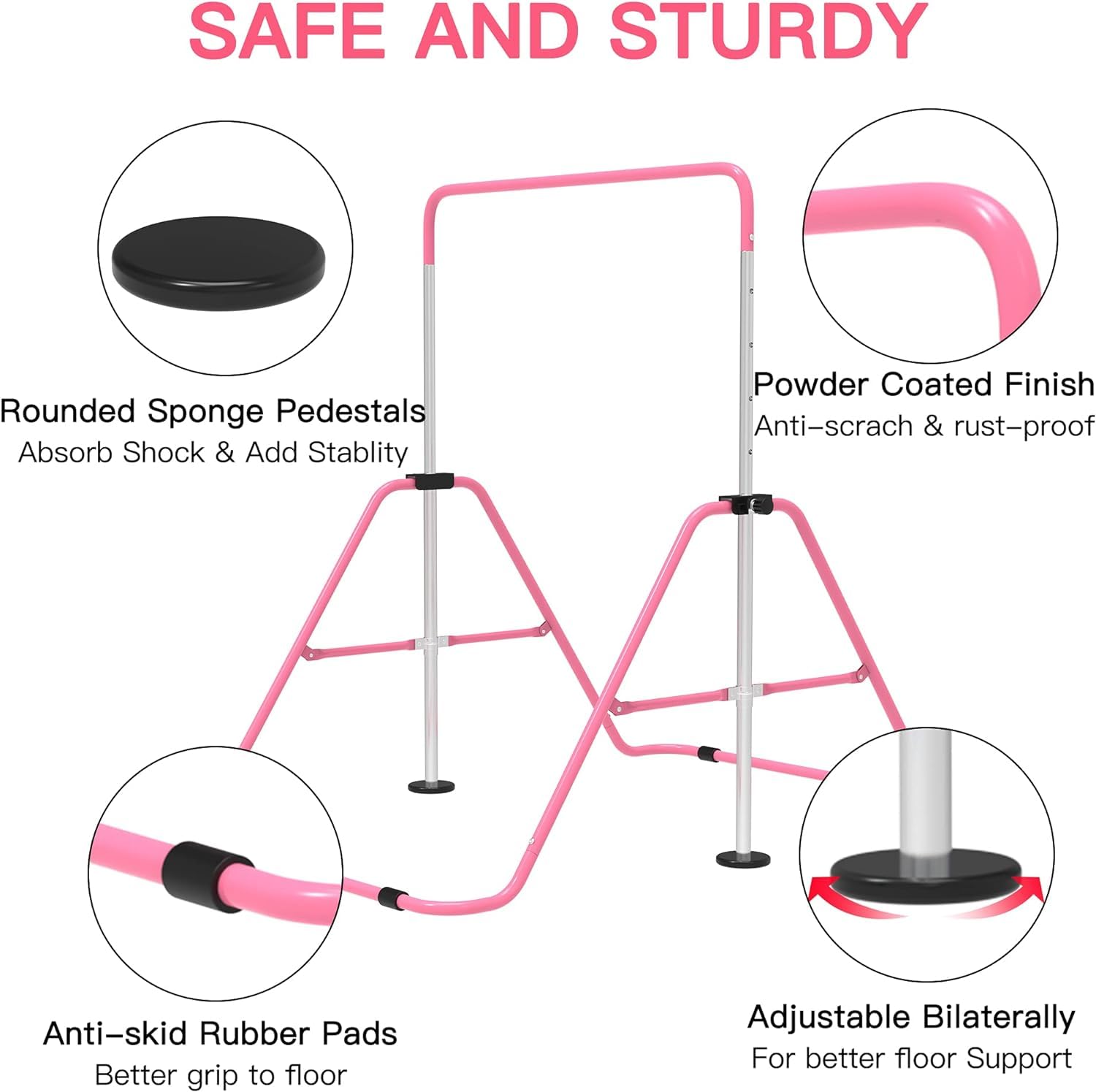 EVERYMILE Gymnastics Bars, Junior Training Kip Bar Gymnastics Equipment for Home,Adjustable Height Folding Horizontal Bar with Gymnastic Rings for Kid