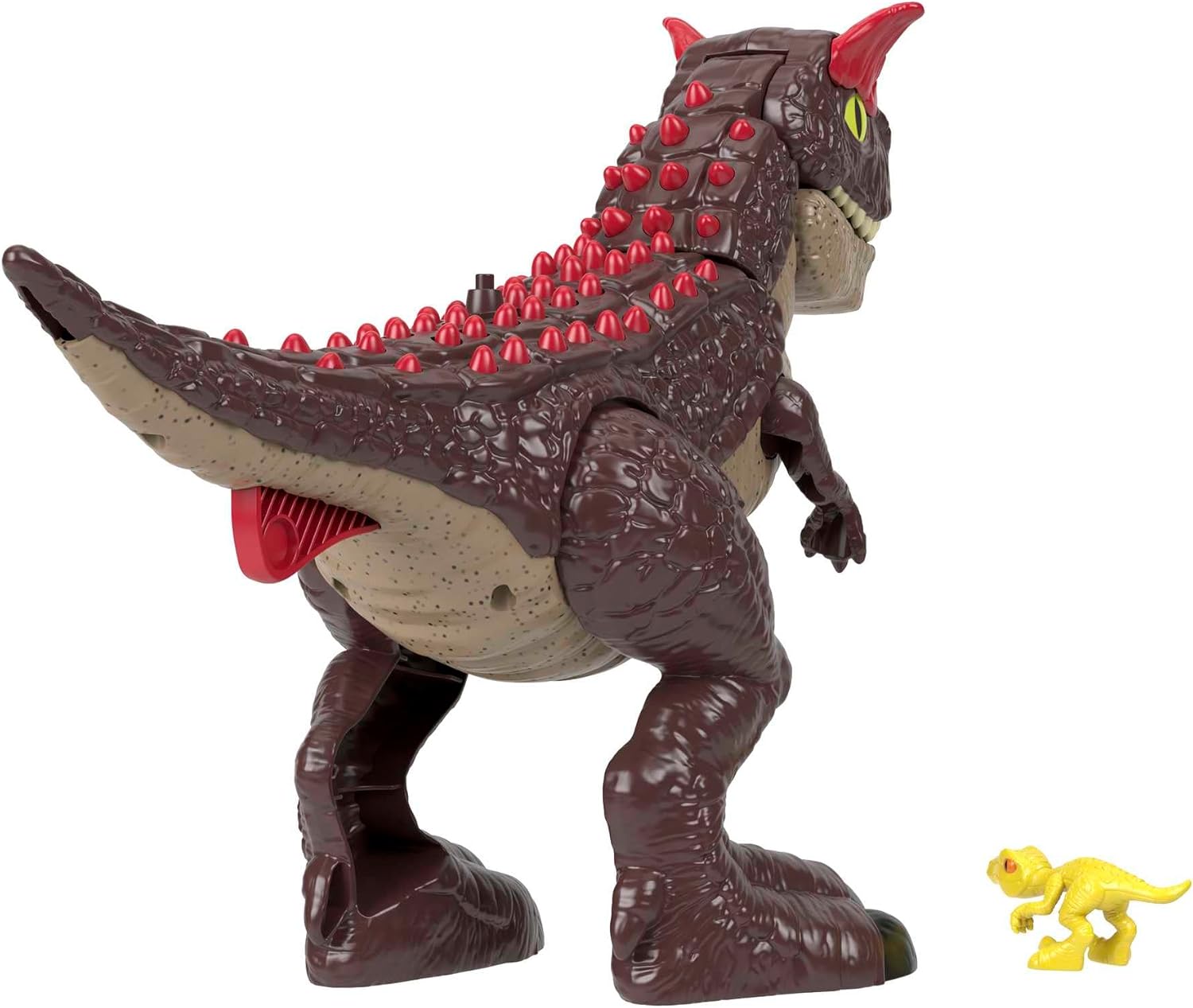 Imaginext Jurassic World Dinosaur Toy Spike Strike Carnotaurus 11-Inch Tall Figure with Baby Raptor for Ages 3+ Years, HML42