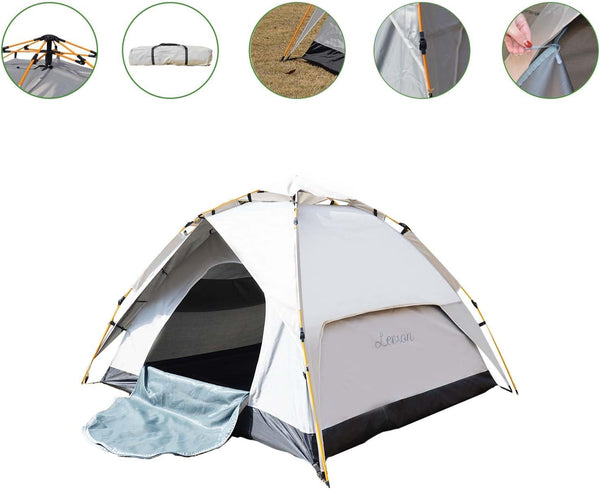 LEVSON Pop Up Tent 3 Man Waterproof Camping Tent with Screened Porch, 3 Person Dome Tent, 4 Season Outdoor Camping Tents Easy Setup for Backpacking & Hiking