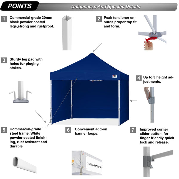 ABCCANOPY 3x6M Pop Up Gazebo Canopy Commercial Tents Market stall with 4 Removable Sidewalls and Roller Bag Bonus 4 Weight Bags (Grey)