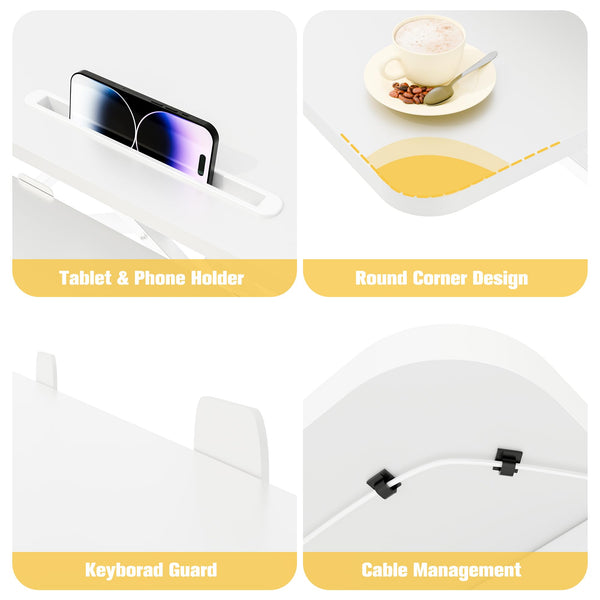 ERGOMAKER Height Adjustable Standing Desk Converter - 101cm (40 Inch) Wide Platform Tabletop Workstation - Quick Sit to Stand Desk Riser for Dual Monitors White