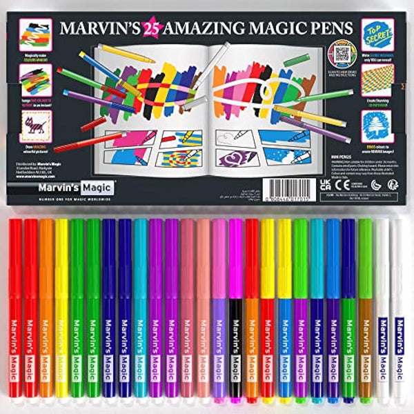 Marvin's Magic - Original x 25 Amazing Magic Marker Pens - Colour Changing Pen Art - Create 3D Lettering or Write Secret Messages - Includes 25 Magic Marker Pens