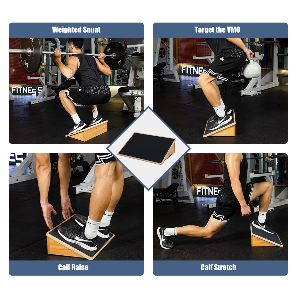 StrongTek Slant Board for Knees Over Toes, Training Incline Board for Squats, 1000 Lbs Weight Capacity, Wooden Incline Boards with Non-Slip Surface