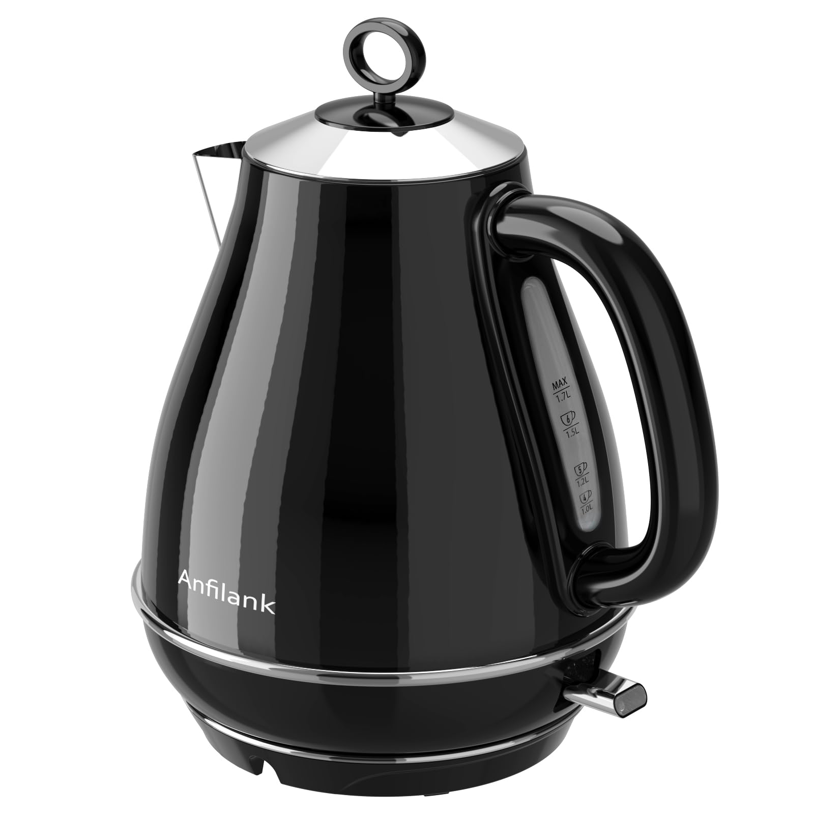 Anfilank Electric Kettles Fast Boil 3000W, 1.7L Stainless Steel Kettle, BPA Free, Auto Shut-Off and Boil-Dry Protection, Black