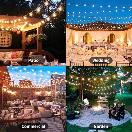 AVANLO Outdoor String Lights 100FT /30.5M Festoon Patio Lights Outside Led S14 Lighting Waterproof Mains Powered Shatterproof Edison Bulbs Connectable for Garden Wedding Balcony
