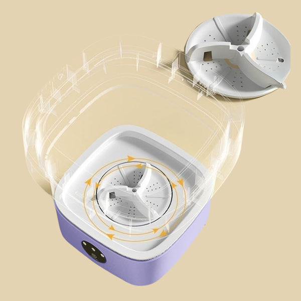 Portable Washing Machine, 11L Foldable Washer & Spin Dryer with Laundry Bag & Drying Net & Microfiber Cloths, Laundry Machine with 3 Cleaning Modes for Baby Clothes and Underwear (Blue)