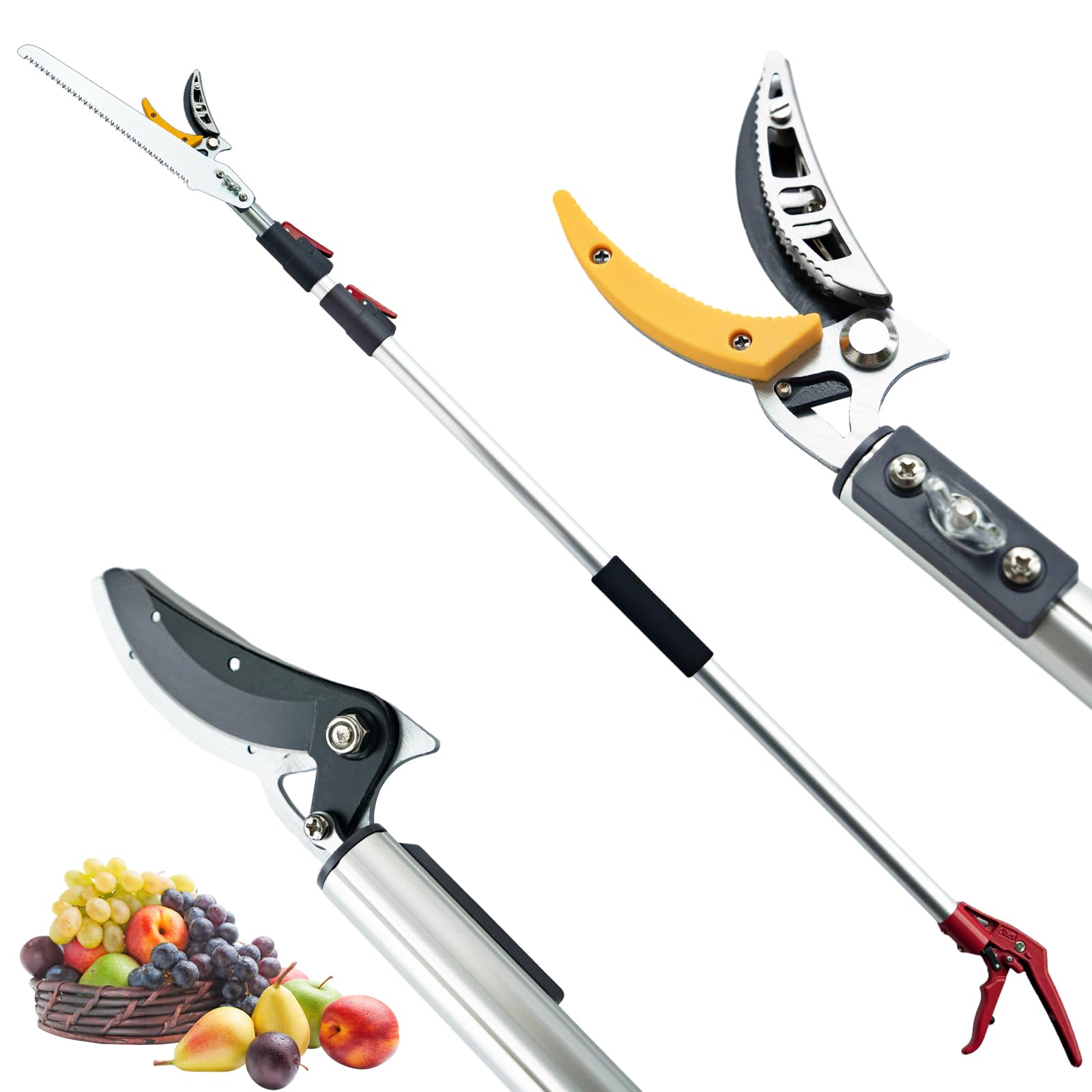 FLORA GUARD 1.4-3m Extendable Long Reach Pruner - Long Reach Pole Saw, Telescopic Fruit Picker, Long Reach Telescopic Tree Pruner - Lightweight Tree