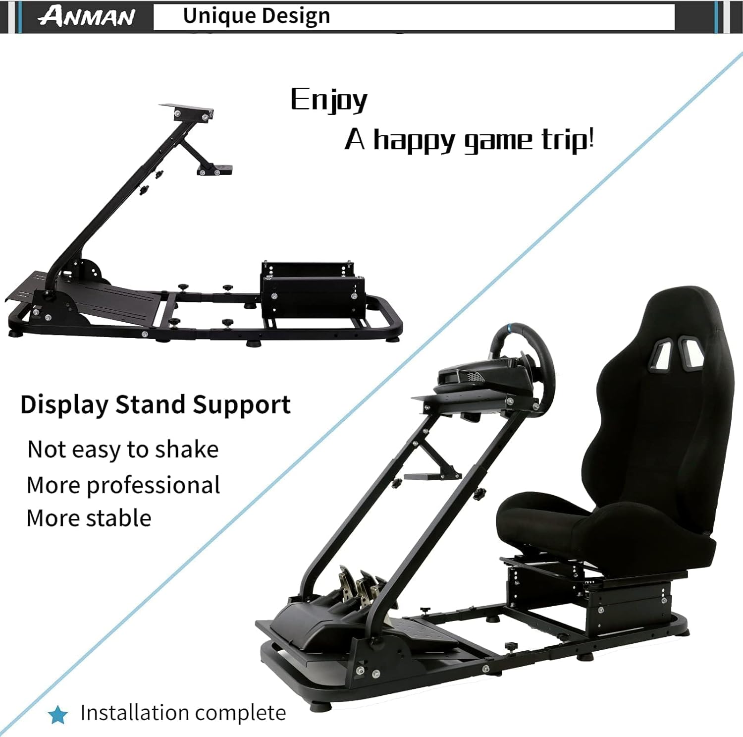 Anman Racing Wheel Stand, Adjustable Racing Simulator Cockpit,Driving Simulator Seat fit for G25 G27 G29 G920 NOT Include Wheel Shifter Pedals