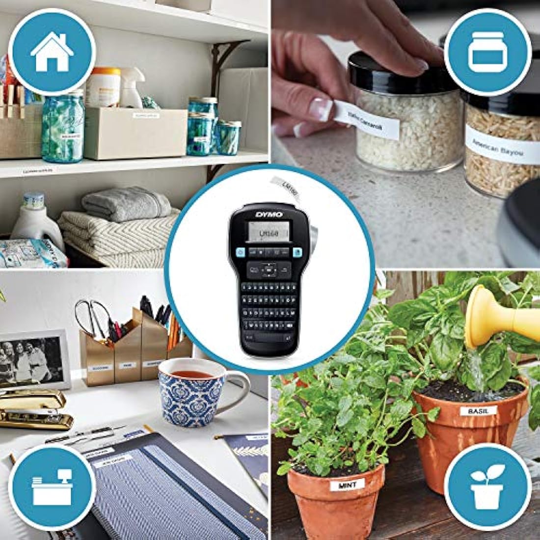 DYMO LabelManager 160 Basic Kit | Portable Printer with 3 Rolls of Label Tape D1 Labels | AZERTY Keyboard | Ideal for Office or Home