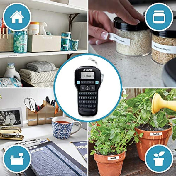 DYMO LabelManager 160 Basic Kit | Portable Printer with 3 Rolls of Label Tape D1 Labels | AZERTY Keyboard | Ideal for Office or Home