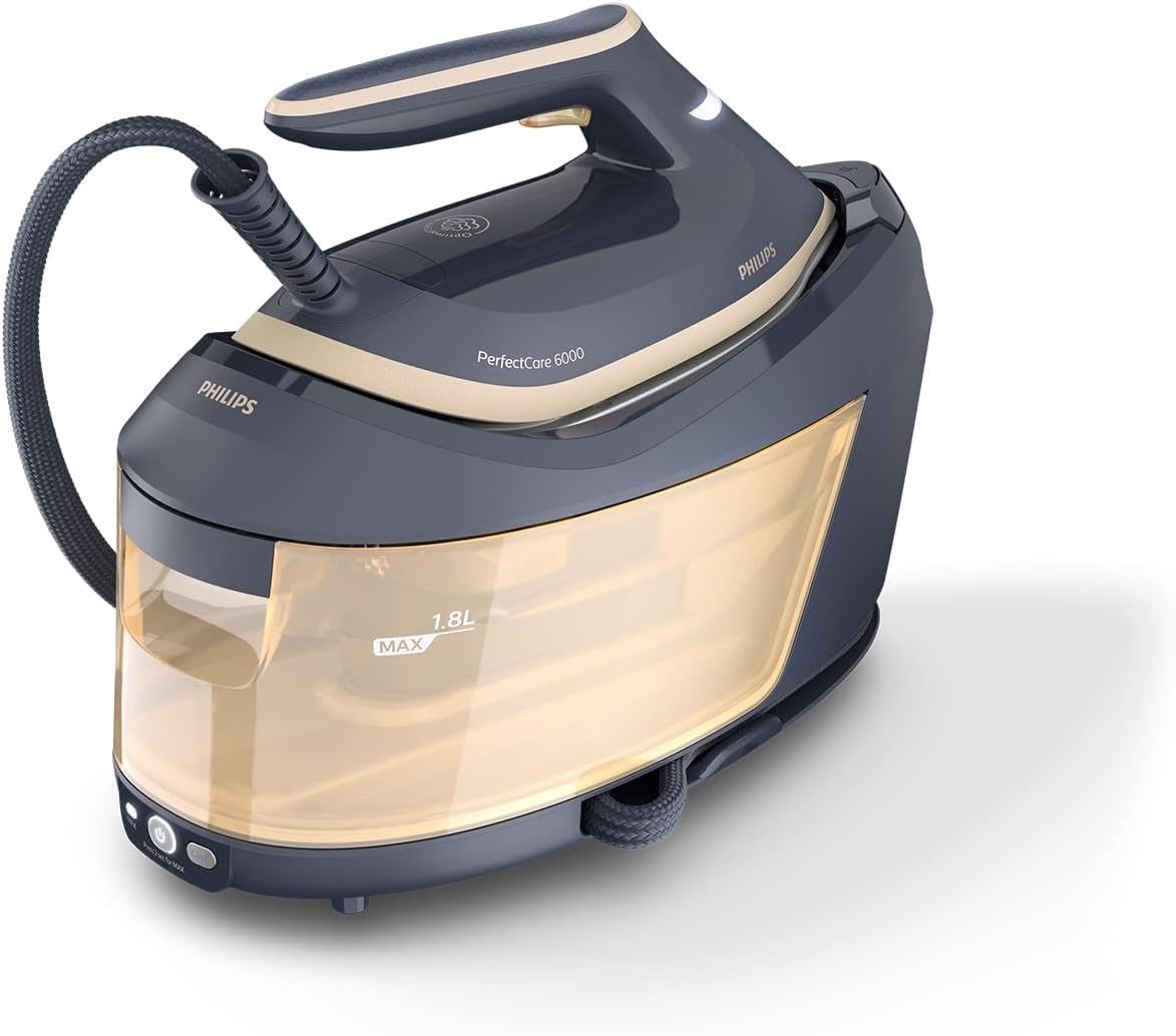 Philips PerfectCare Serie 6000 Steam Generator, 2400 W, 600g Steam Flow, 8 Bar Pressure, No Burns with OptimalTEMP Technology, 1.8L Tank, Black (PSG6066/26)