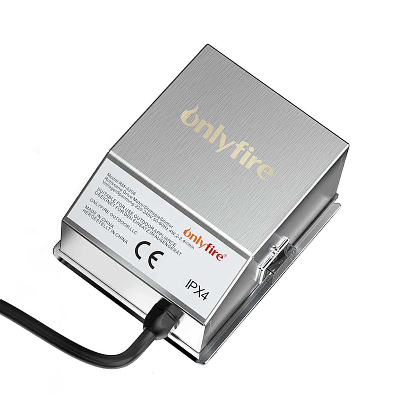 onlyfire BRMA102 Heavy Duty Stainless Steel Rotisserie Motor BBQ Gas Grill Electric Main Spit Motor, UK 3 Pins Plug,1.5meter