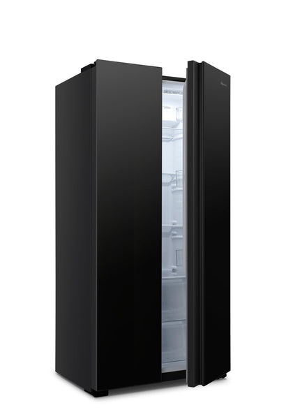 Fridgemaster MS83430EB Freestanding Slim American Side by side Door Fridge Freezer 441L, Total No Frost, Inverter compressor, Black, 83.2x178.0cm, Energy Rating E