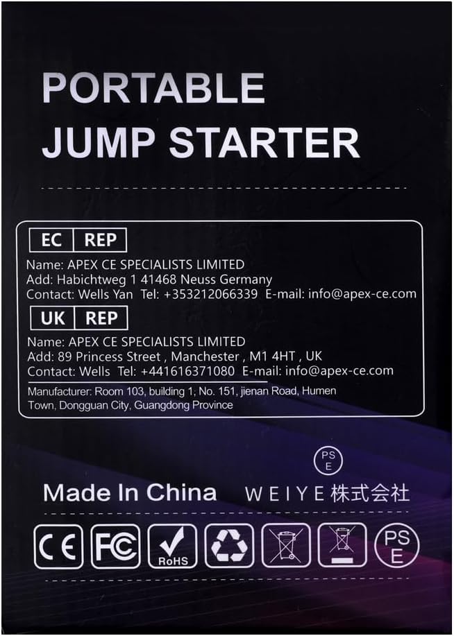 Jump Starter Power Pack with Air Compressor, 7000A 150PSI Portable Car Battery Booster (All Petrol/10L Diesel), 12V Car Jump Starter Power Bank with Jump Leads, LCD Screen, 2 LED Light