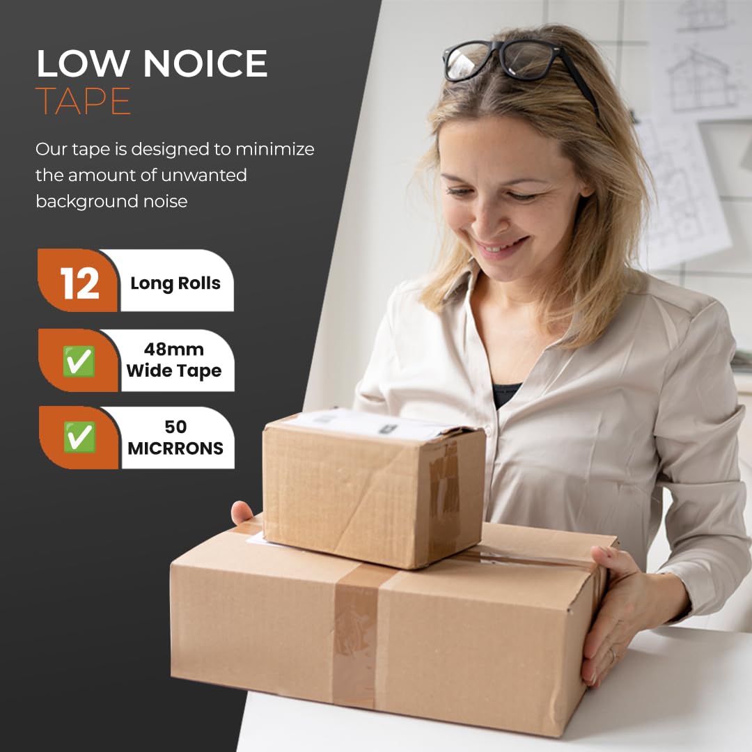 K-MART Packaging Tape, Industrial Duty Brown Parcel Tape 6 Rolls With Low Noise - 48mm X 66m, Secure Sticky Brown Tape For Box Packaging, Moving Boxes, Packing Tape Strong For Moving House (6 rolls)