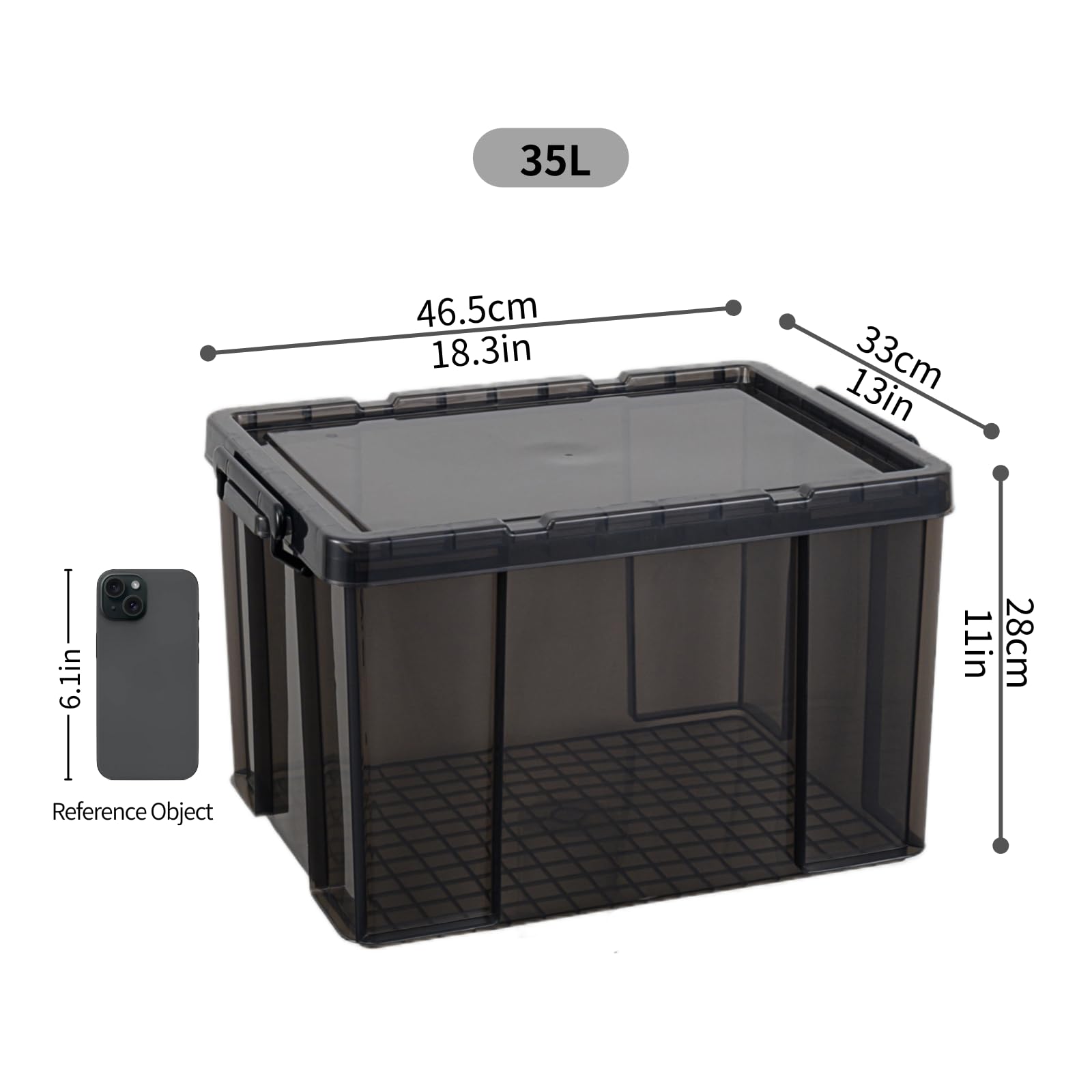 Cetomo 35L*3 Storage Boxes, Stackable Storage Box with Lids, Heavy-Duty Lidded Container with Reinforced Corners, Vertical Sides and Clip Closure,