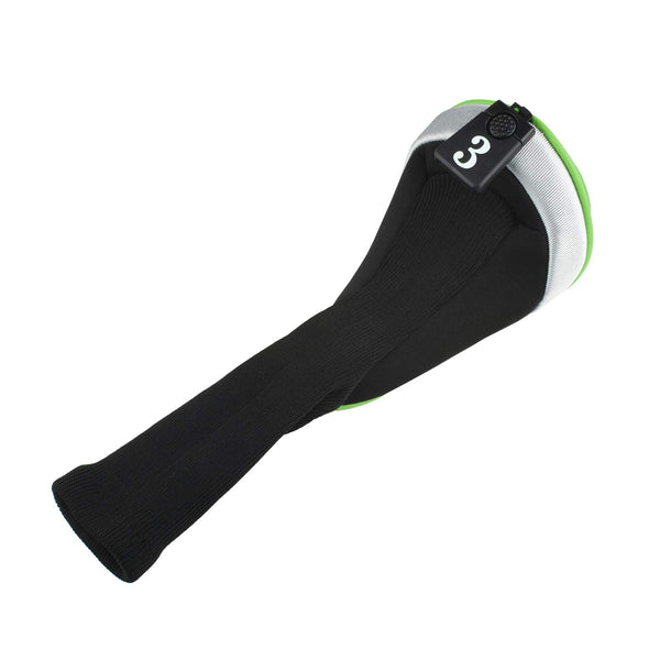 Andux 6pcs/Set Golf Club Head Covers Woods Driver Fairway Hybrid Set Long Neck (3 Hybrid + 3 Woods) Black/Green