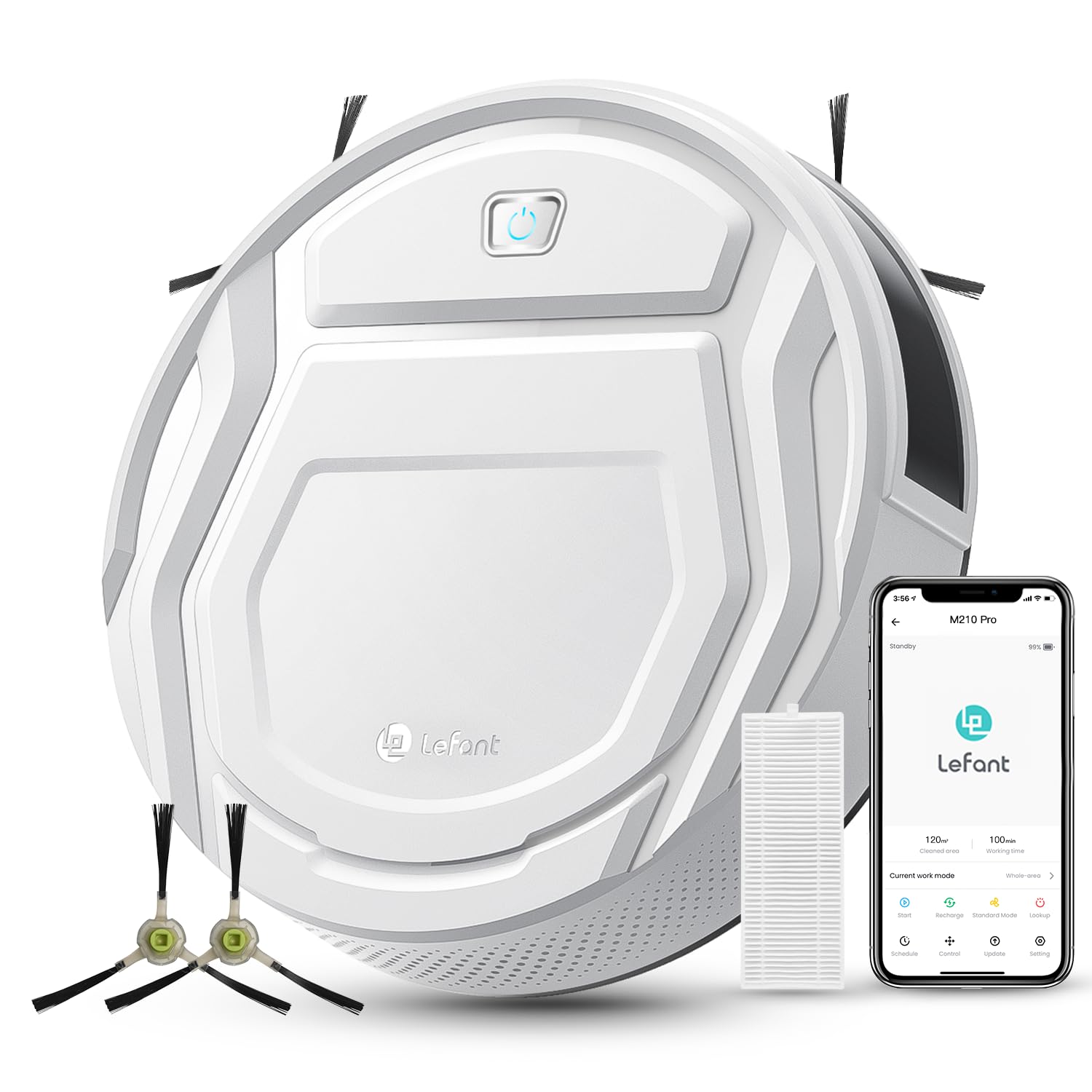 Lefant M210 Robot Vacuum Cleaner, 2200Pa Strong Suction, 7.8cm Thin 28cm DIA, Automatic Self-Charging Small Robotic Vacuums, Wi-Fi/App/Alexa Control, Ideal for Pet Hair Hard Floor and Carpet