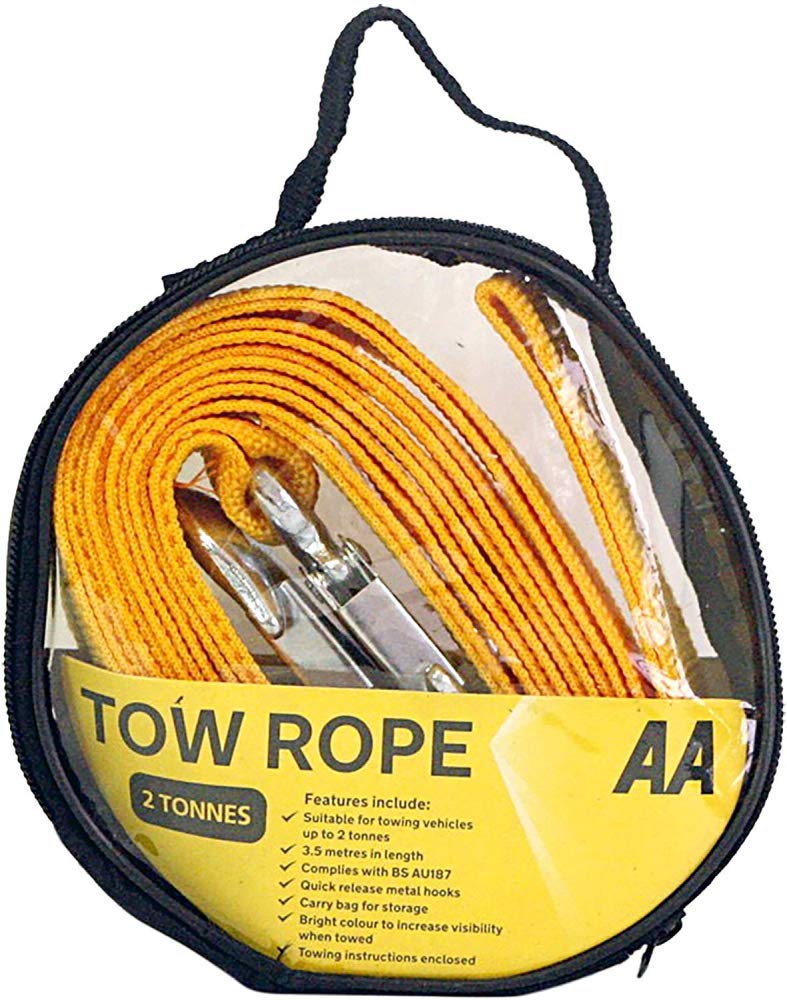 AA 2T 3.5 m Tow Rope AA6189 – Yellow Strap-Style Towing Belt for Car Breakdowns Other Vehicles up to 2 Tonnes
