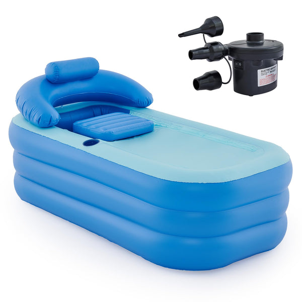 CO-Z Inflatable Portable Adult Bath Tub, Foldable Free-Standing PVC Bathtub w Electric Pump, Anti-Slippery Inflatable Pool for Adult Children Spa Bath