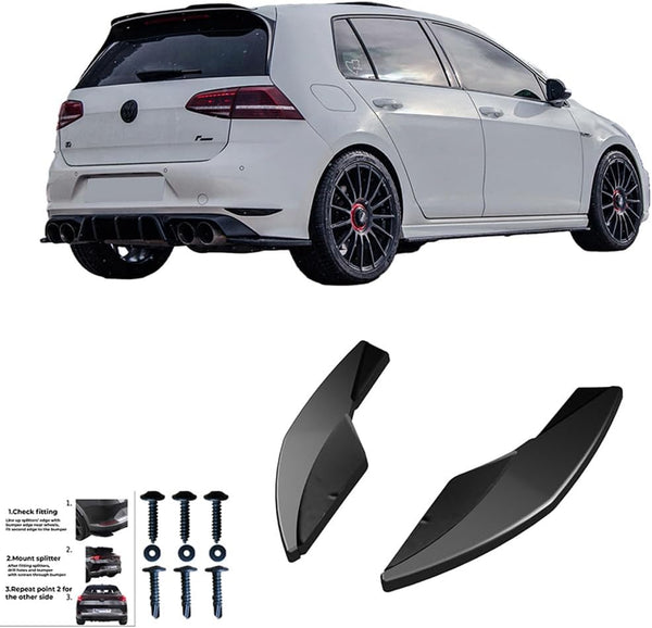 Oneway Rear Side Diffusors compatible with Volkswagen Golf VII HB R 2013-2016 - Version 3 - Gloss black