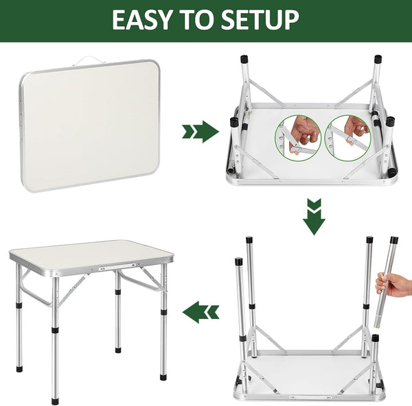 Youyijia 2FT Camping Table Folding Picnic Table Adjustable Height Multipurpose Party Dining small camping Table Lightweight with Carry Handle for Catering Buffet and Garden