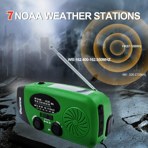 iRonsnow Solar Emergency Hand Crank Weather Radio, Portable Self Powered NOAA AM/FM Radios with SOS Alarm LED Flashlight 2000mAh Smart Phone USB Charger for Camping (Red)