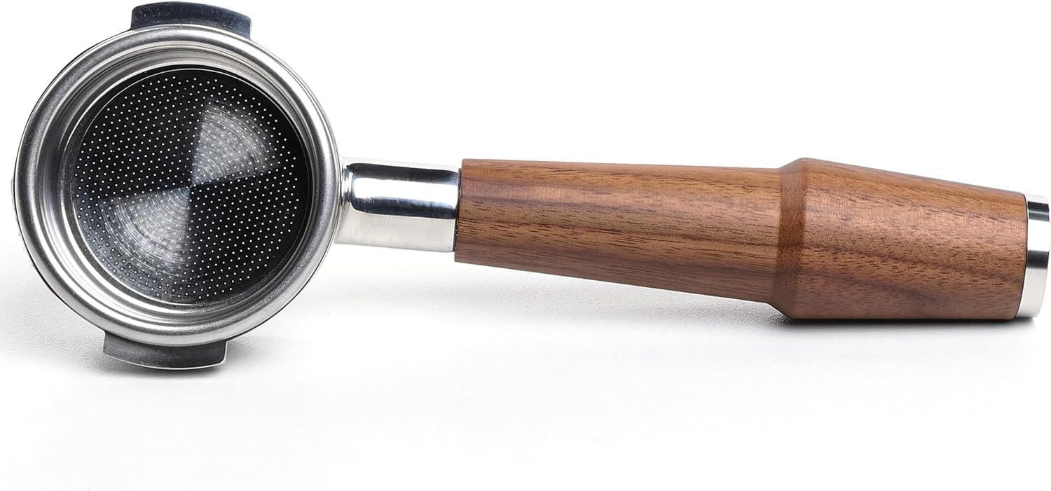 Knodos Bottomless Naked Portafilter with Double Shot Basket (Walnut, Fits E61 - Rocket/Lelit/Flair 58 etc.)
