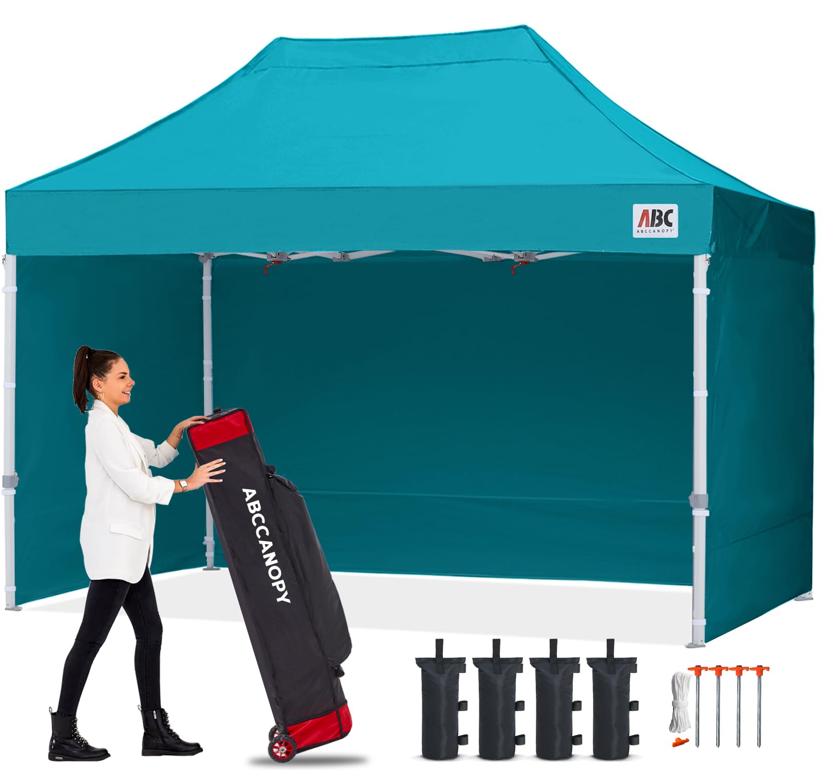 ABCCANOPY 3x6M Pop Up Gazebo Canopy Commercial Tents Market stall with 4 Removable Sidewalls and Roller Bag Bonus 4 Weight Bags (Grey)