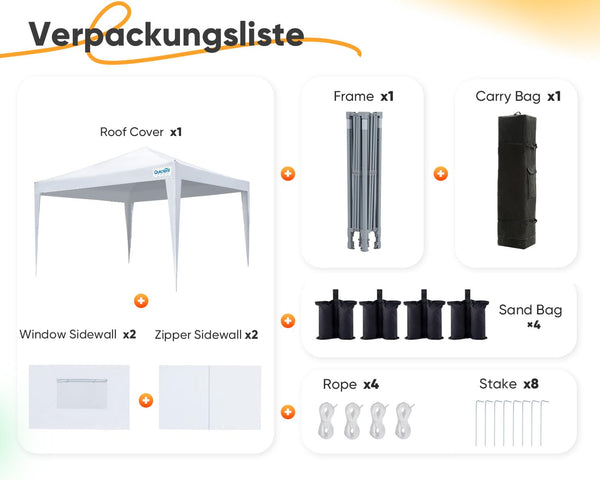 Quictent Pop Up Canopy Gazebo with Removable Sidewalls, Adjustable Height Event Shelter, 3x3m (10x10ft) Portable Tent for Garden Party, Camping, White