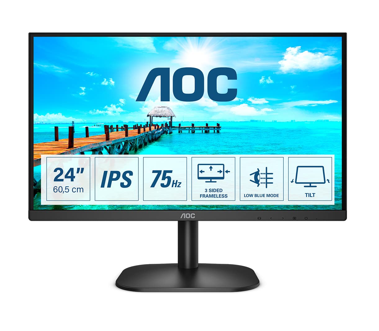 AOC 27B3CA2 - 27 Inch FHD Monitor, 100Hz, IPS, Speakers, USB-C Connectivity, FlickerFree, Adaptive Sync, LowBlue (1920 x 1080, 250 cd/m2, HDMI 1.4 / USB-C 65W Power delivery)