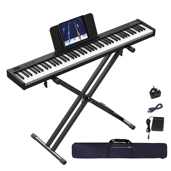 OYAYO 88 Key Digital Piano Full Size Semi-Weighted Keys, Complete Bundle Includes Double X Stand, Travel Bag, Touch Sensitivity Portable Keyboard for Beginners and Musicians on the Road