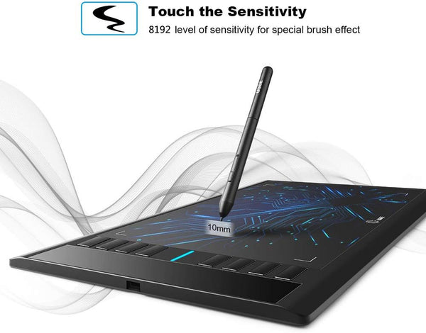 UGEE M708 Drawing Tablet,10x6in 3D Digital Graphics Tablet with 8192 Level Battery-free Tilt Pen,8 Hot Keys,Art Design Creation Tablet for PC with Windows 11/10/8/7,Mac OS 10.10 or above,Chromebook