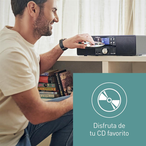 Panasonic SC-DM202EG-K Micro HiFi Compact Stereo System with FM / DAB+ Radio, 24W Output Power, CD/MP3 Player, USB, Bluetooth, Large 2.4" Display, Black