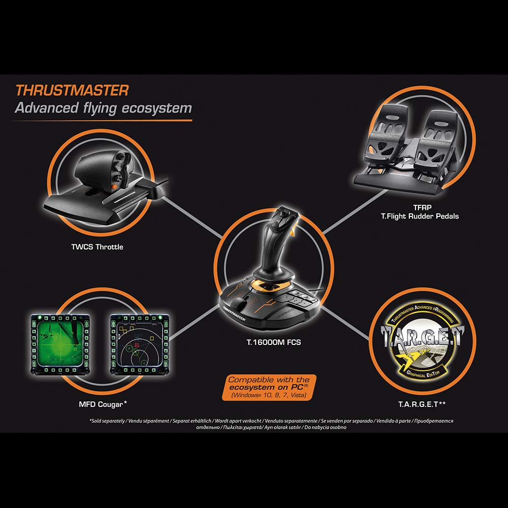 Thrustmaster T16000M FCS Hotas - Flight Control System with Joystick and Throttle, Featuring H.E.A.R.T HallEffect AccuRate Technology for PC
