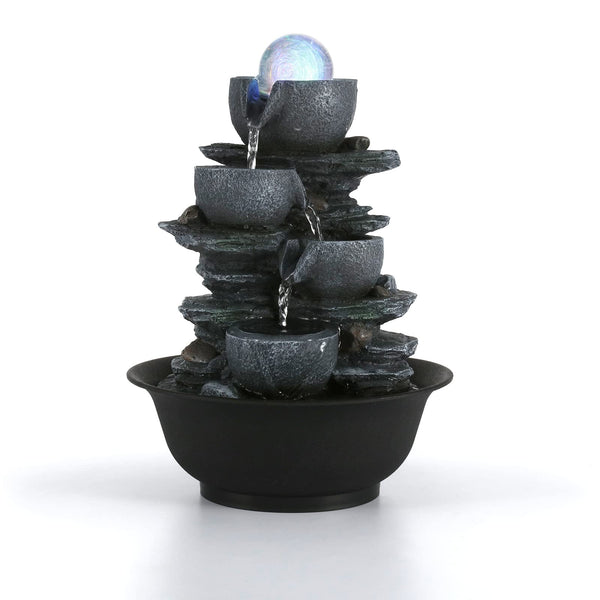 Dyna-Living Indoor Fountain, Tabletop Water Fountain, Water Fountain with LED Crystal Ball, Indoor Water Feature for Home Office Decor