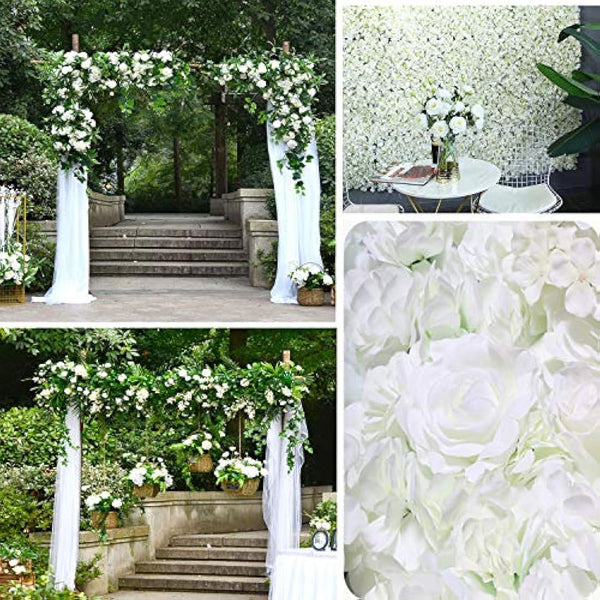 FagusHome 7 inch Silk Hydrangea Heads Artificial Flowers Heads with Stems Fake Hydrangea Flowers for Home Wedding Decor,Pack of 25 (White)