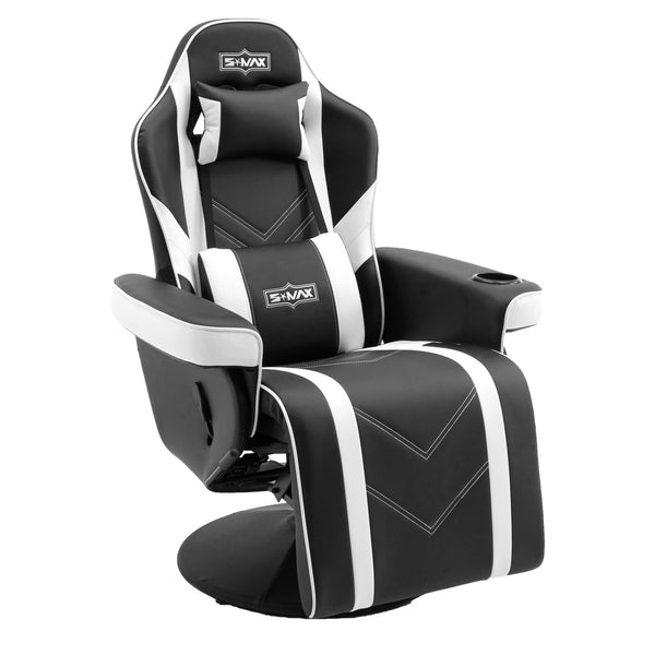 S*MAX Gaming Chair Recliner Height Adjustable Ergonomic Higher Back and Wider Lumbar Support Swivel PU Leather Gaming Chair with Footrest Cup Holder Gamer Chairs for Adults Black X Large
