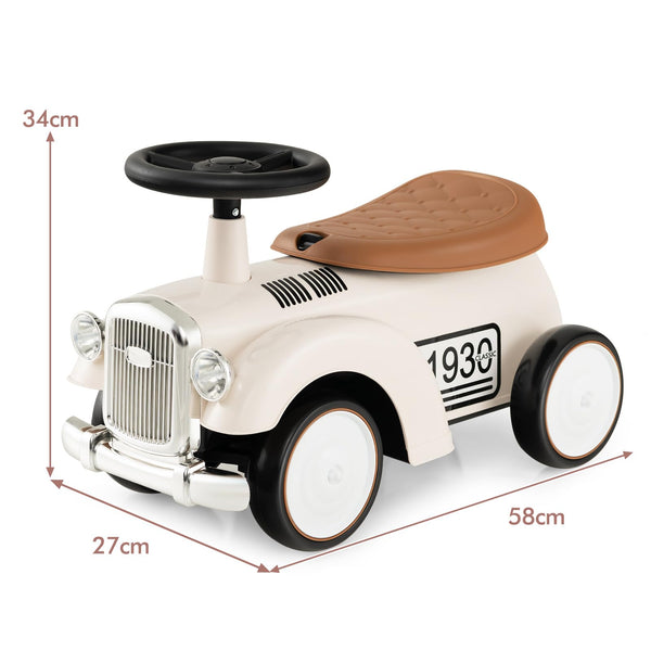 Kids Ride on Car, Toddler Foot to Floor Sliding Car with Air Horn, Hidden Storage Compartment, DIY Stickers, EVA Wheels, Children Sliding Walker Toy Car for 18-36 Months Boys Girls (White)