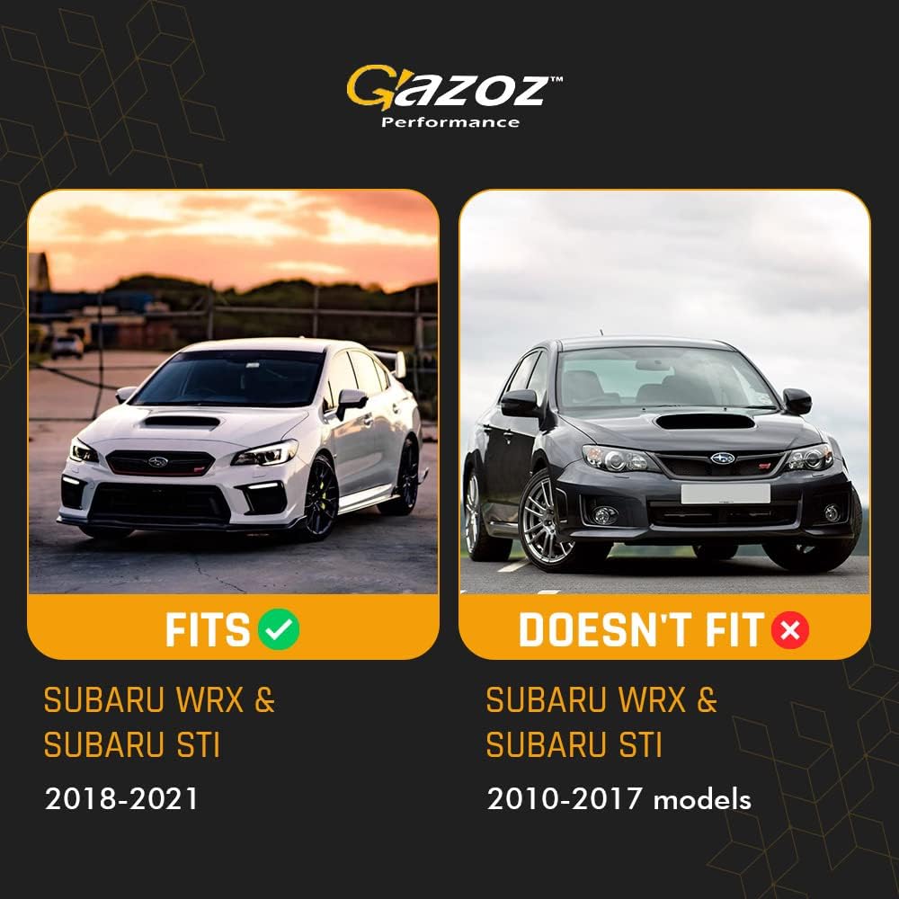 Exterior Accessories Parts - Glossy Front Grille Compatible With 2018 2019 2020 2021 Subaru WRX STI VA - Gloss Black Finished W/Black Mesh Grill - Debadge