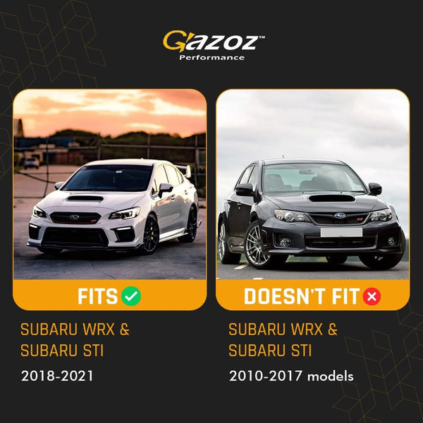 Exterior Accessories Parts - Glossy Front Grille Compatible With 2018 2019 2020 2021 Subaru WRX STI VA - Gloss Black Finished W/Black Mesh Grill - Debadge