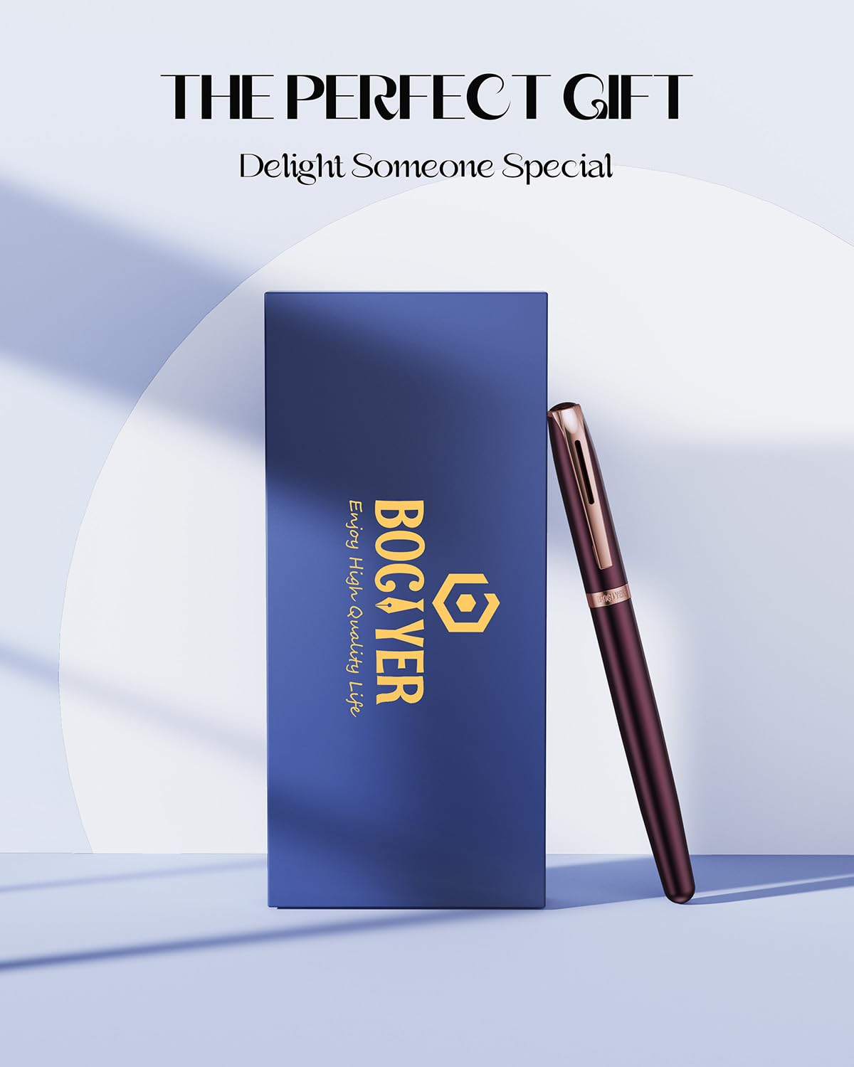 BOCIYER samurai Fountain Pen Set,Hand Polished Medium Titanium Tip,Calligraphy Nib(Bent Nib),Includes 8 Ink Cartridges,Ink Refill Converter*2 And Gift Box,Best Pen Gift Set for Men & Women(Black)